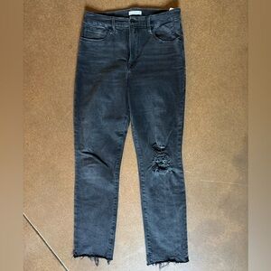 Good American Distressed Black Straight Leg Jeans